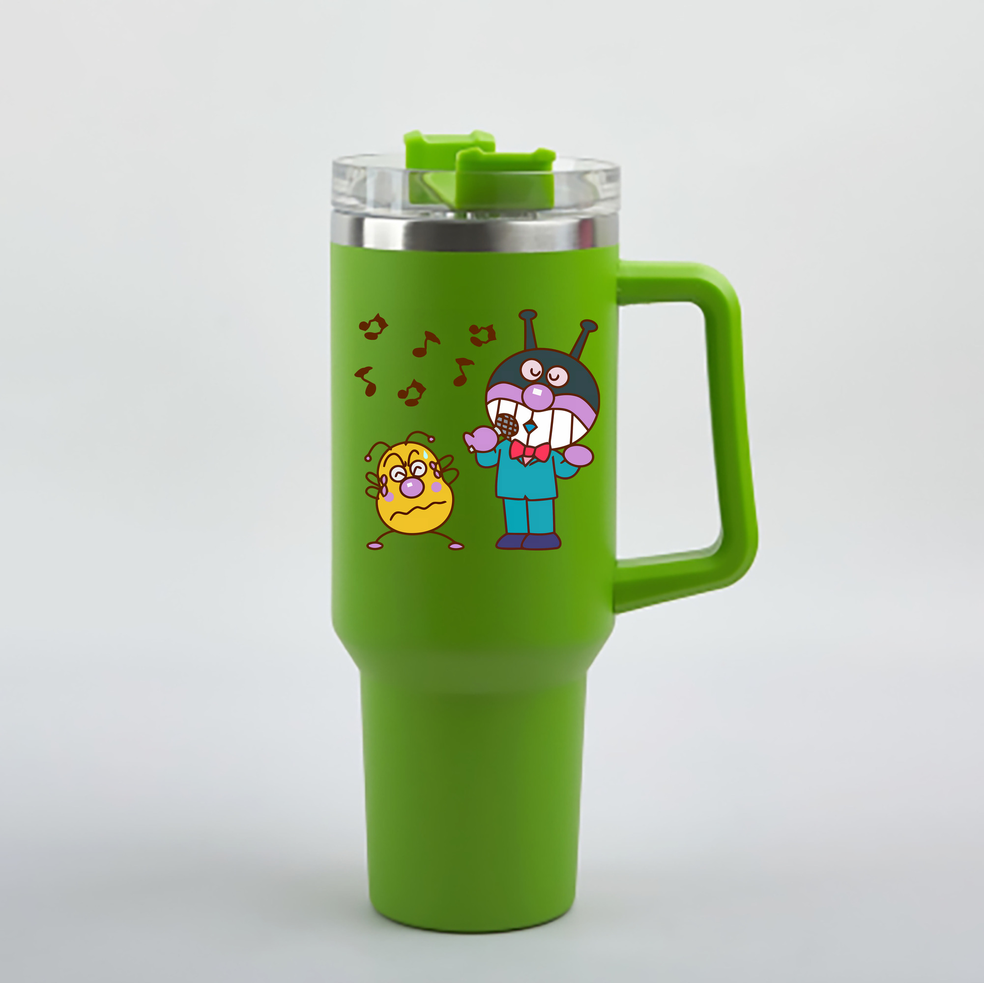 （画像用） アンパンマン Anpanman 1200mL車用タンブラー - クリスタルステッカー（プラスチックストロー付き）